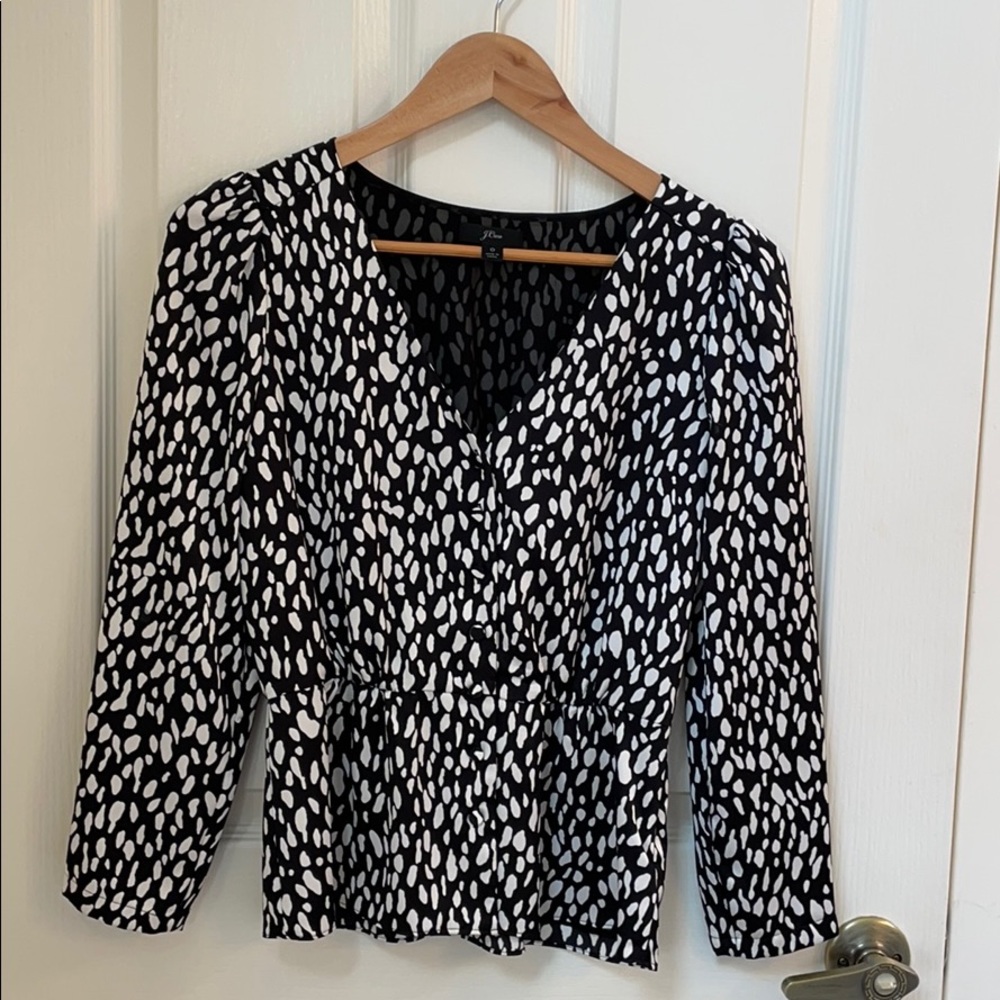 J. Crew Black & white blouse Size 0